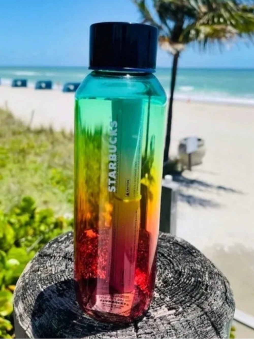 New Starbucks 2022 Rainbow Glass Water Bottle 20 oz